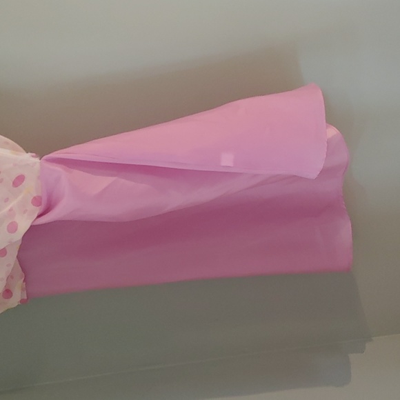 Vintage 100% Silk Dress Size 14 Polka Dot Pink - Picture 6 of 16